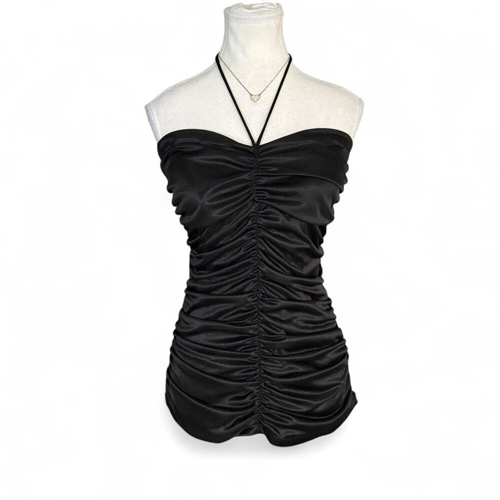Y2K Vintage black Halter Snatching Top early 2000s Charlotte Russe size small - Picture 1 of 6